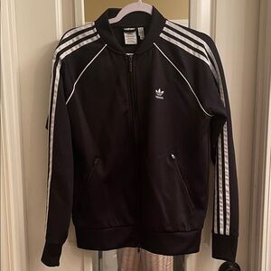 Adidas Black Track Jacket with White Accents